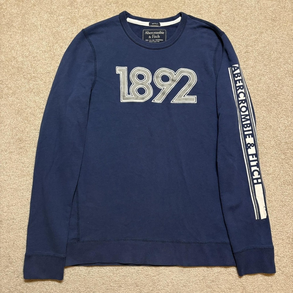 Y2K Abercrombie & Fitch Muscle Sweatshirt Mens Medium Blue Pullover Crewneck
